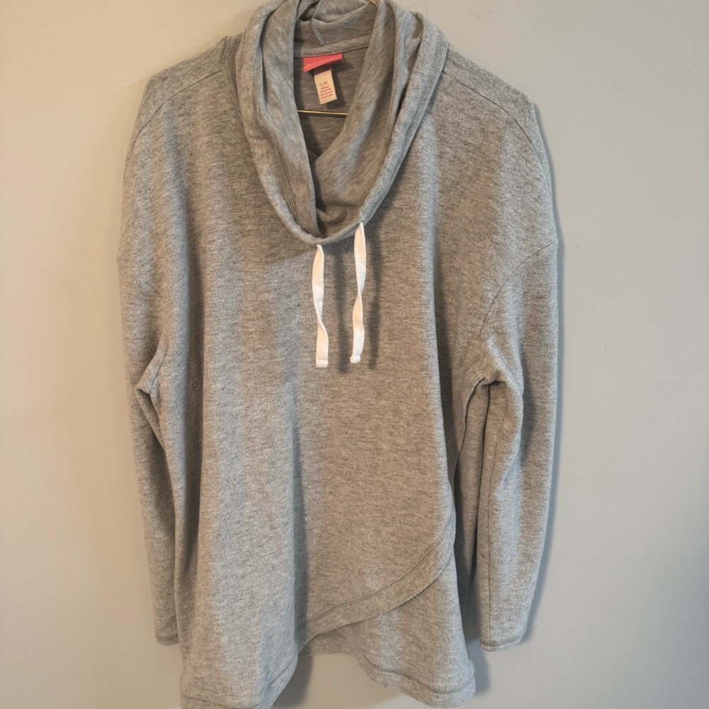 PAISLEY SKY MATERNITY Pullover Sweater Fleece Cowl Neck Grey Size LARGE